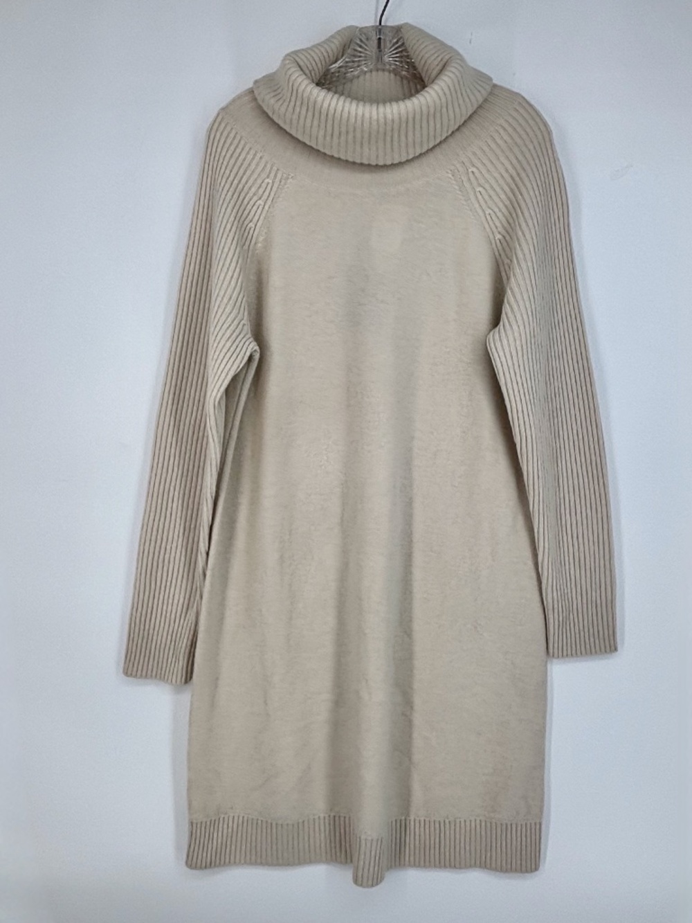 Tommy Bahama Womens XL Serena Sweater Dress Beige Sand Wool Cashmere Cowl Neck
